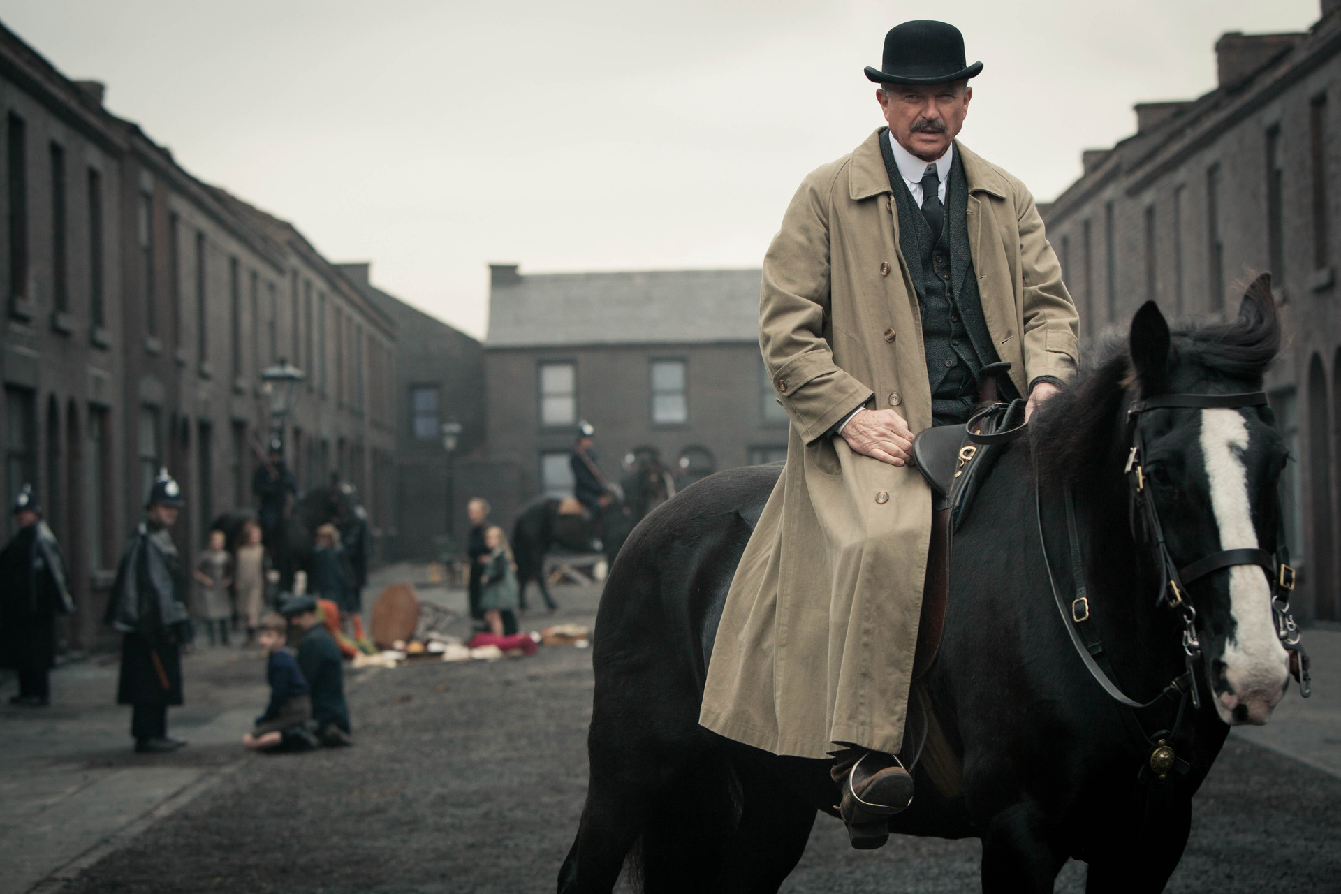 Sam Neill on the set of Birmingham gangster series Peaky Blinders, where he stars alongside Cillian Murphy. Photo / File
