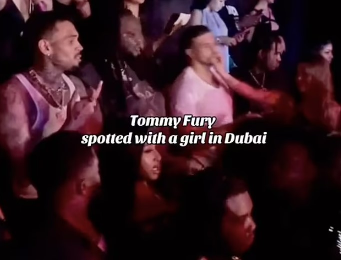 Tommy Fury was seen partying with Chris Brown. Photo / TikTok