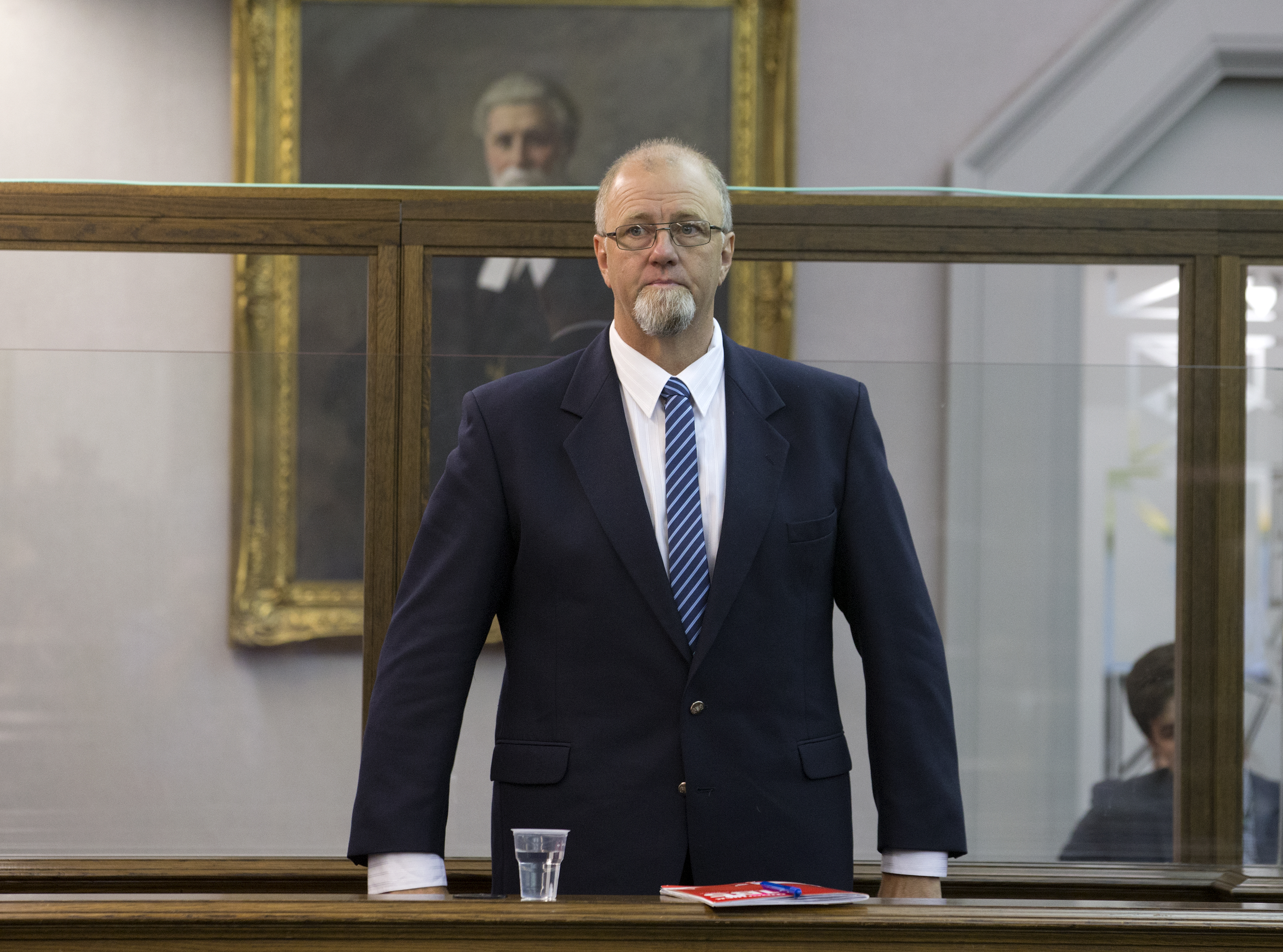 Mark Lundy in the dock on day three of his retrial in the High Court at Wellington. Photo / Mark Mitchell
