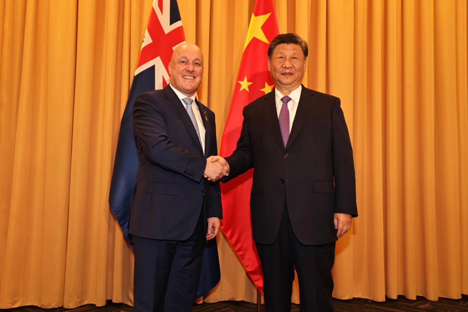 Prime Minister Christopher Luxon (left) met with China's President Xi Jinping at the Apec Summit in Peru. Photo / Pool