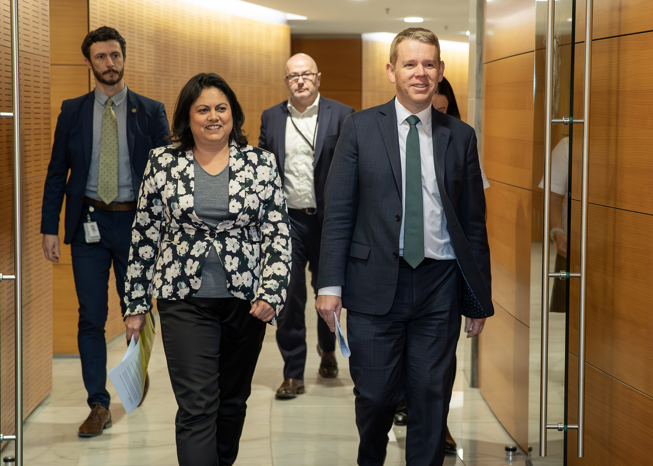 Prime Minister Chris Hipkins and Health Minister Dr Ayesha Verrall arrive ahead of the post-Cabinet press conference. Photo / Mark Mitchell