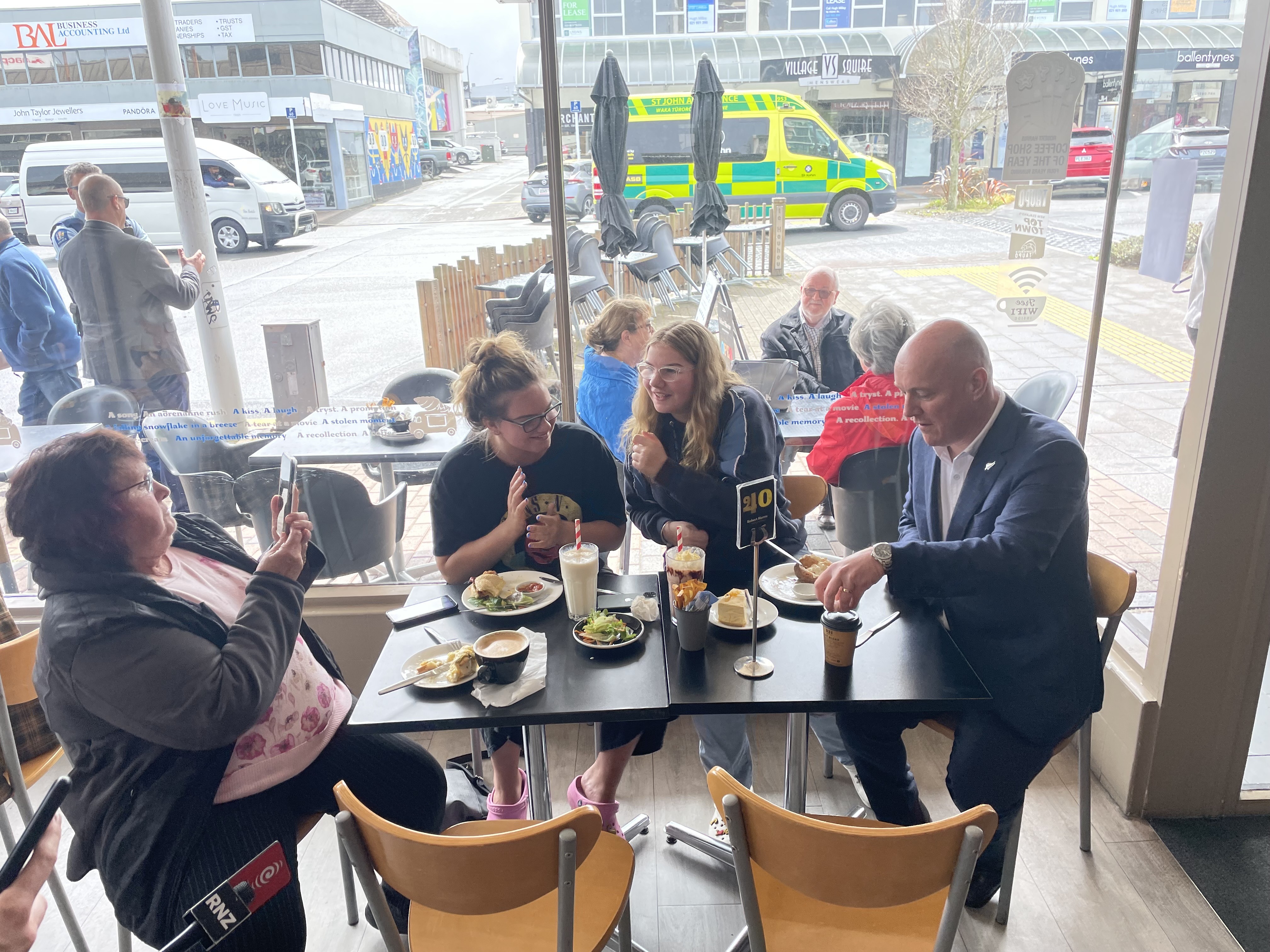 National Party leader Christopher Luxon on the campaign trail in Taupō today. Photo / Michael Neilson