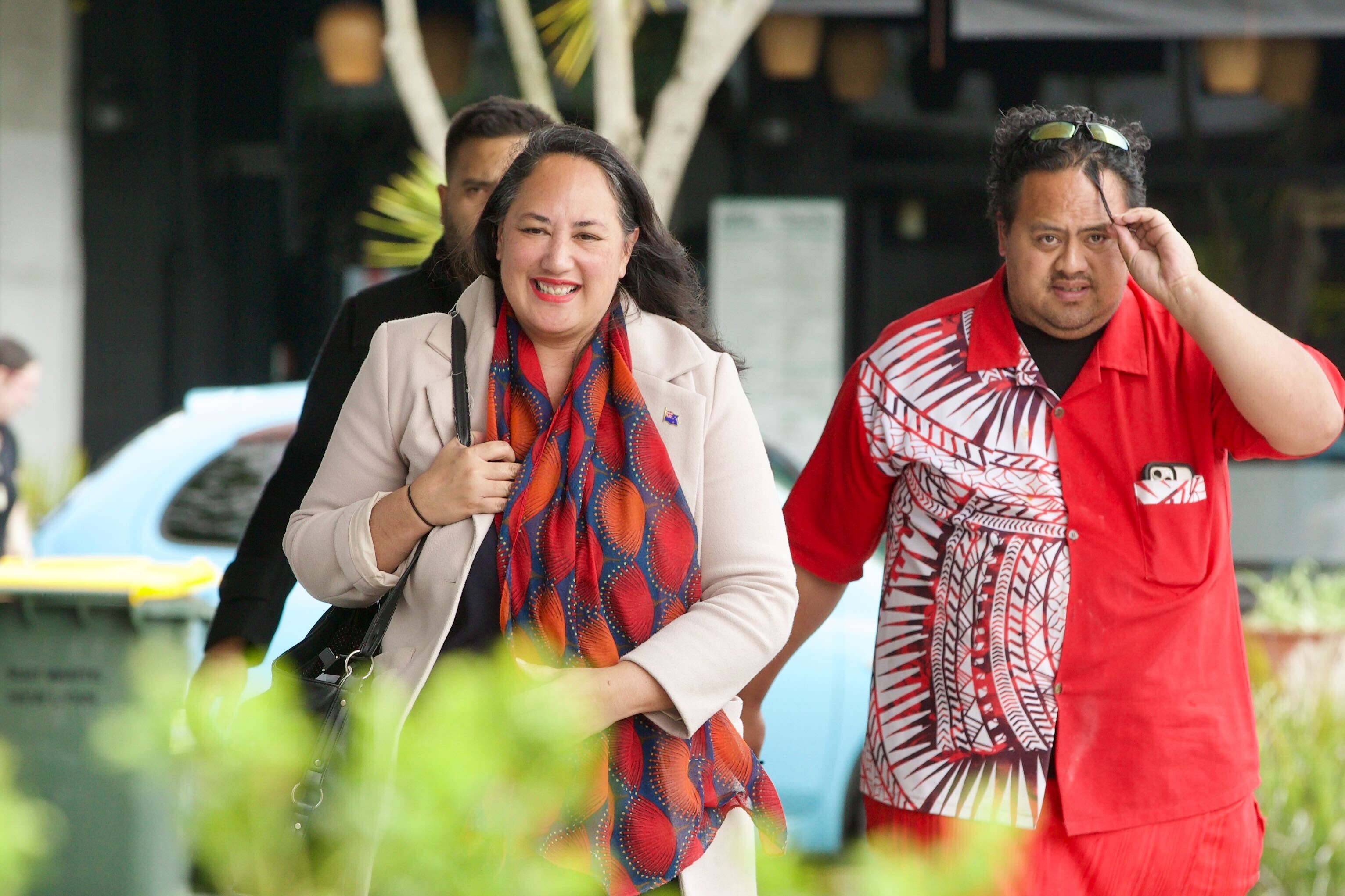 Auckland Mayoral candidate Kerrin Leoni arrives to speak to media during a press conference at Brick Lane restaurant in New Lynn after conceding to Wayne Brown. Photo / Jason Dorday.