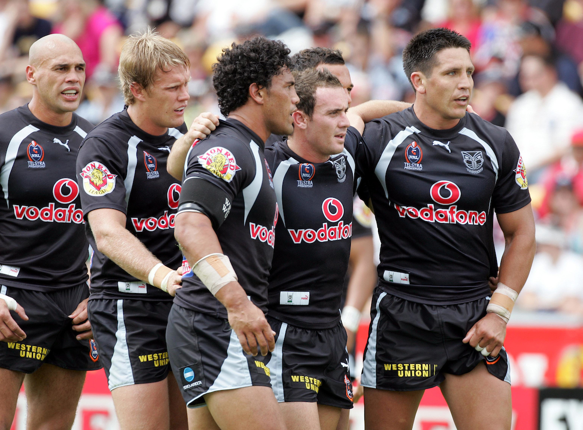 Awen Guttenbeil, Micheal Luck, Ruben Wiki, Lance Hohaia and Steve Price during the 2006 NRL round 1 match between the Warriors and Storm. Photo / Photosport