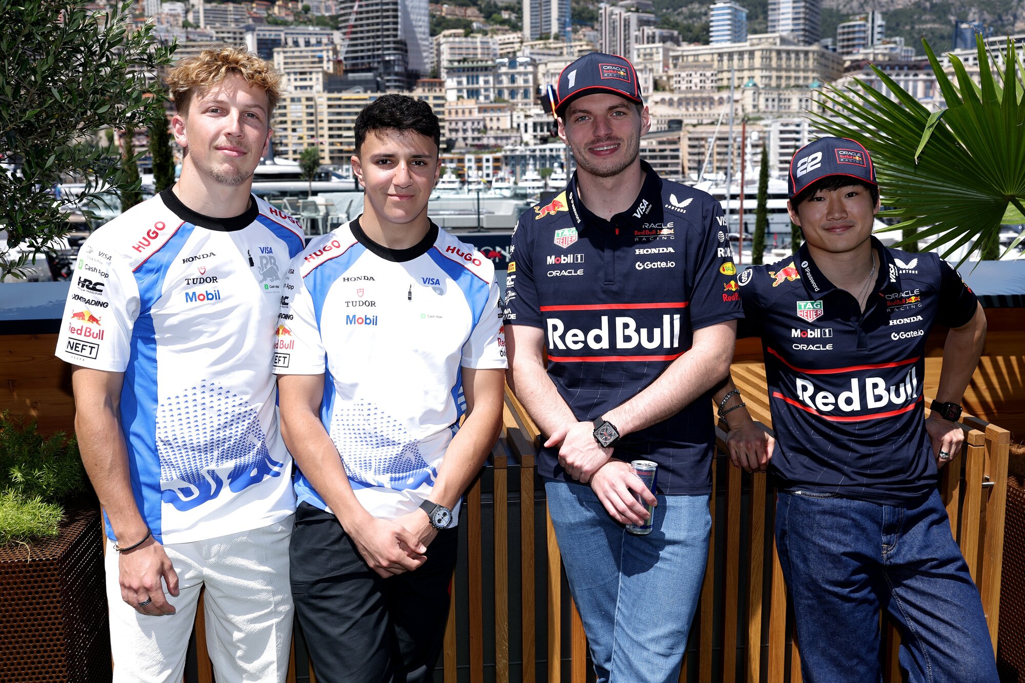 Liam Lawson, Isack Hadjar, Max Verstappen and Yuki Tsunoda. Photo / Red Bull