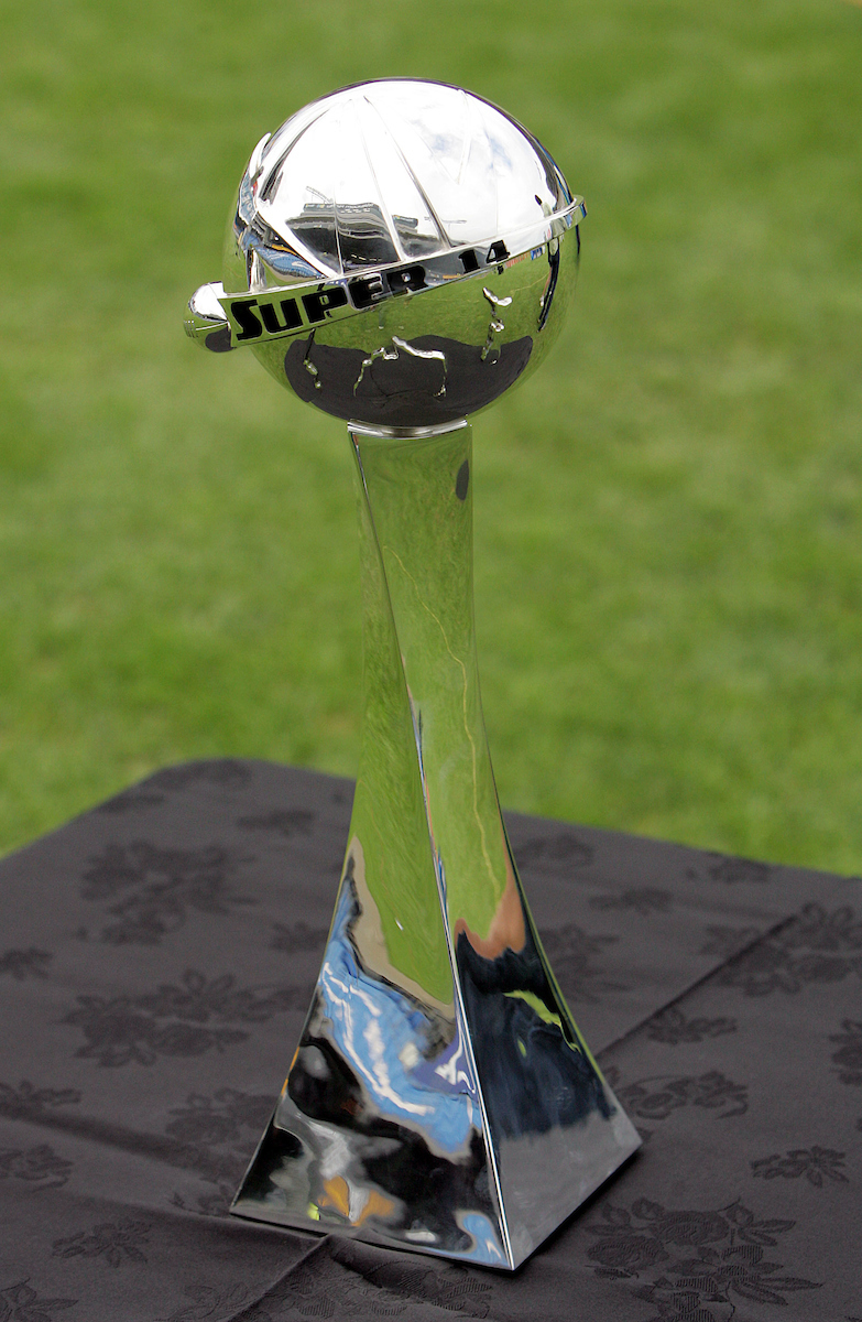 The Super 14 Trophy - sterling silver but you can't drink out of it. Photo / Photosport