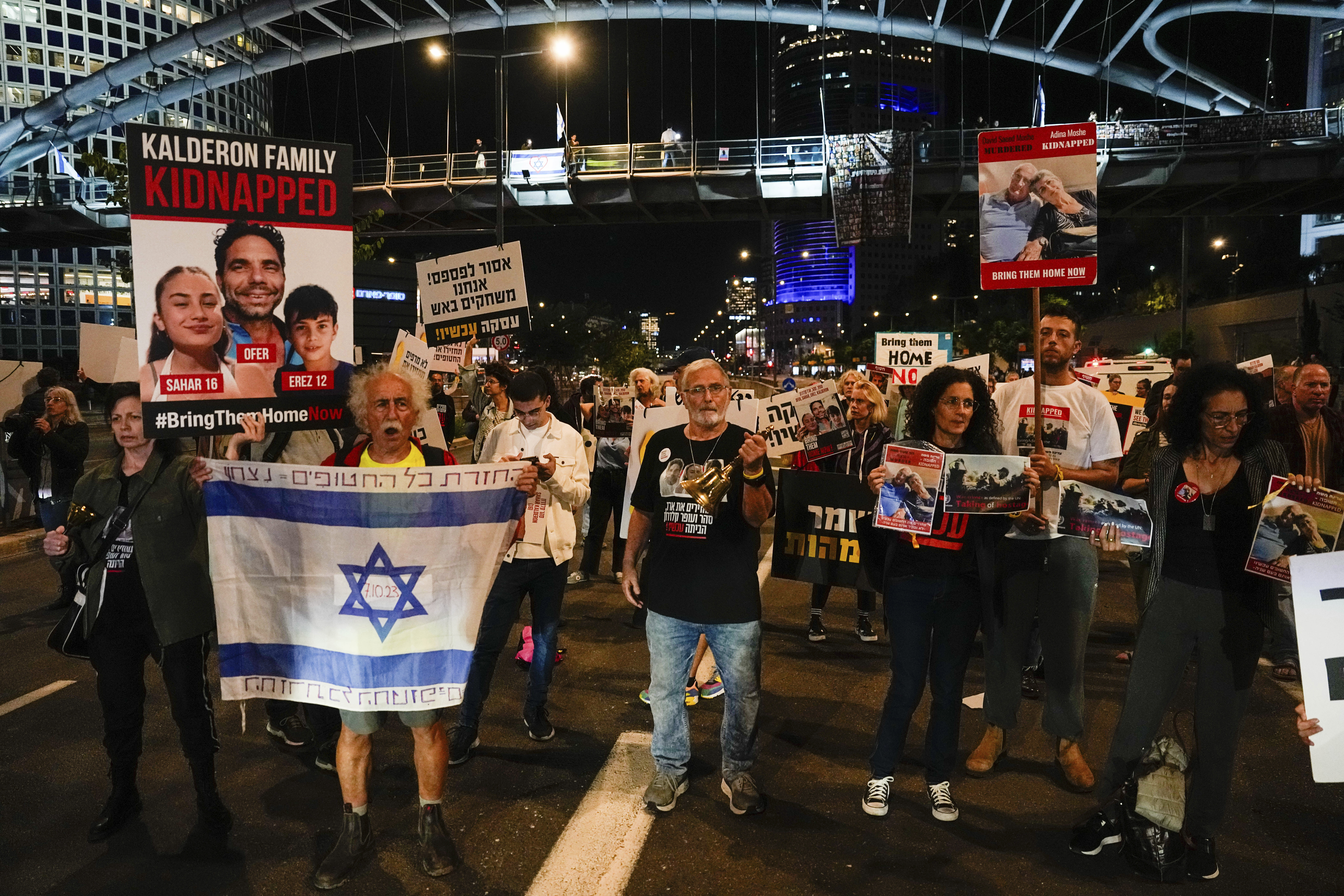 Families and friends of about 240 hostages held by Hamas in Gaza call for Israeli Prime Minister Benjamin Netanyahu to bring them home. Photo / AP