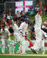 Tim Southee appeals succesfully for the wicket of Stuart Broad. Photo / Getty Images