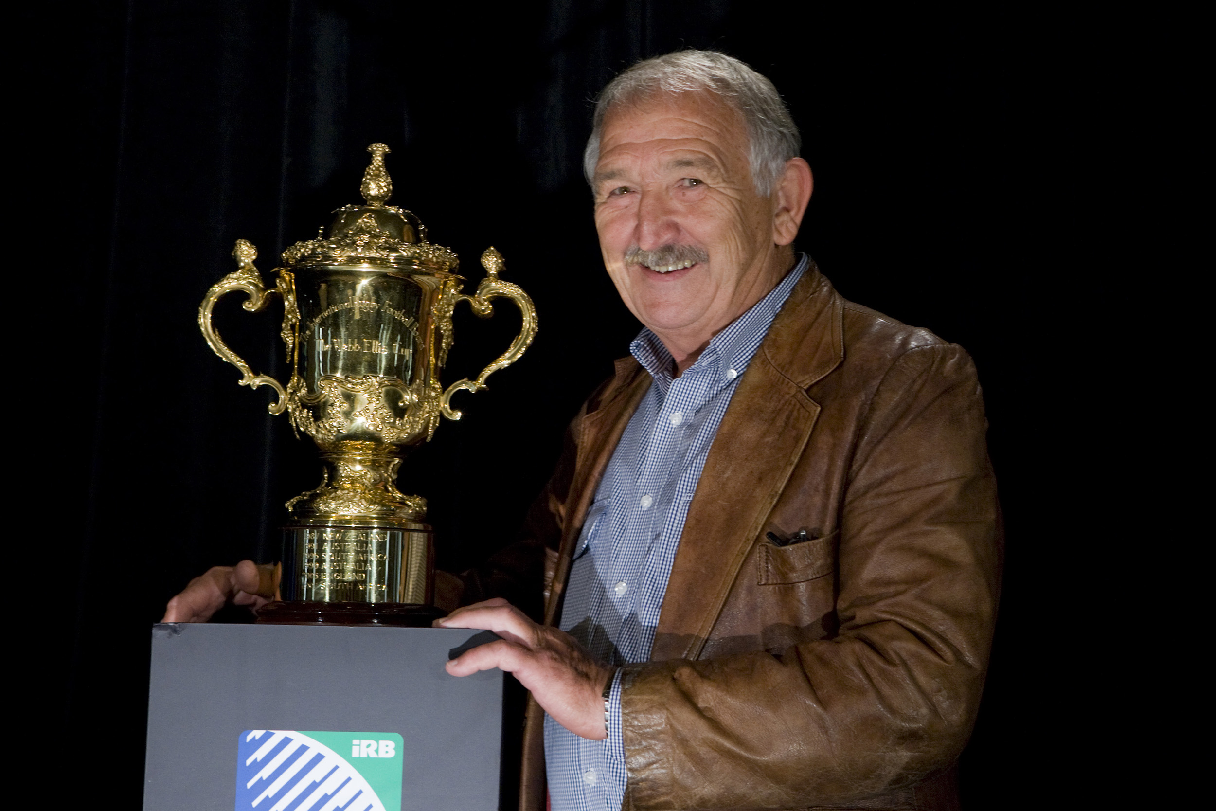 Former All Blacks captain Tane Norton with the Rugby World Cup in 2009.