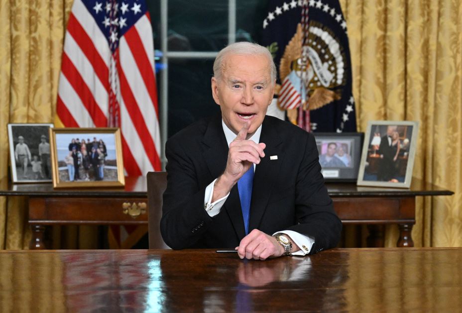 US President Joe Biden delivers his farewell address to the nation from the Oval Office of the White House. Photo / AFP