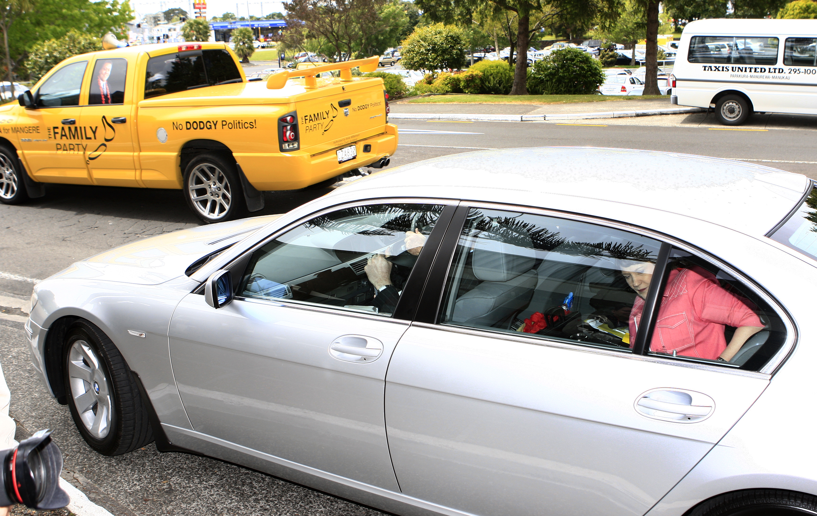 Prime Minister Helen Clark in the Crown limousine in 2008. Photo / Martin Sykes