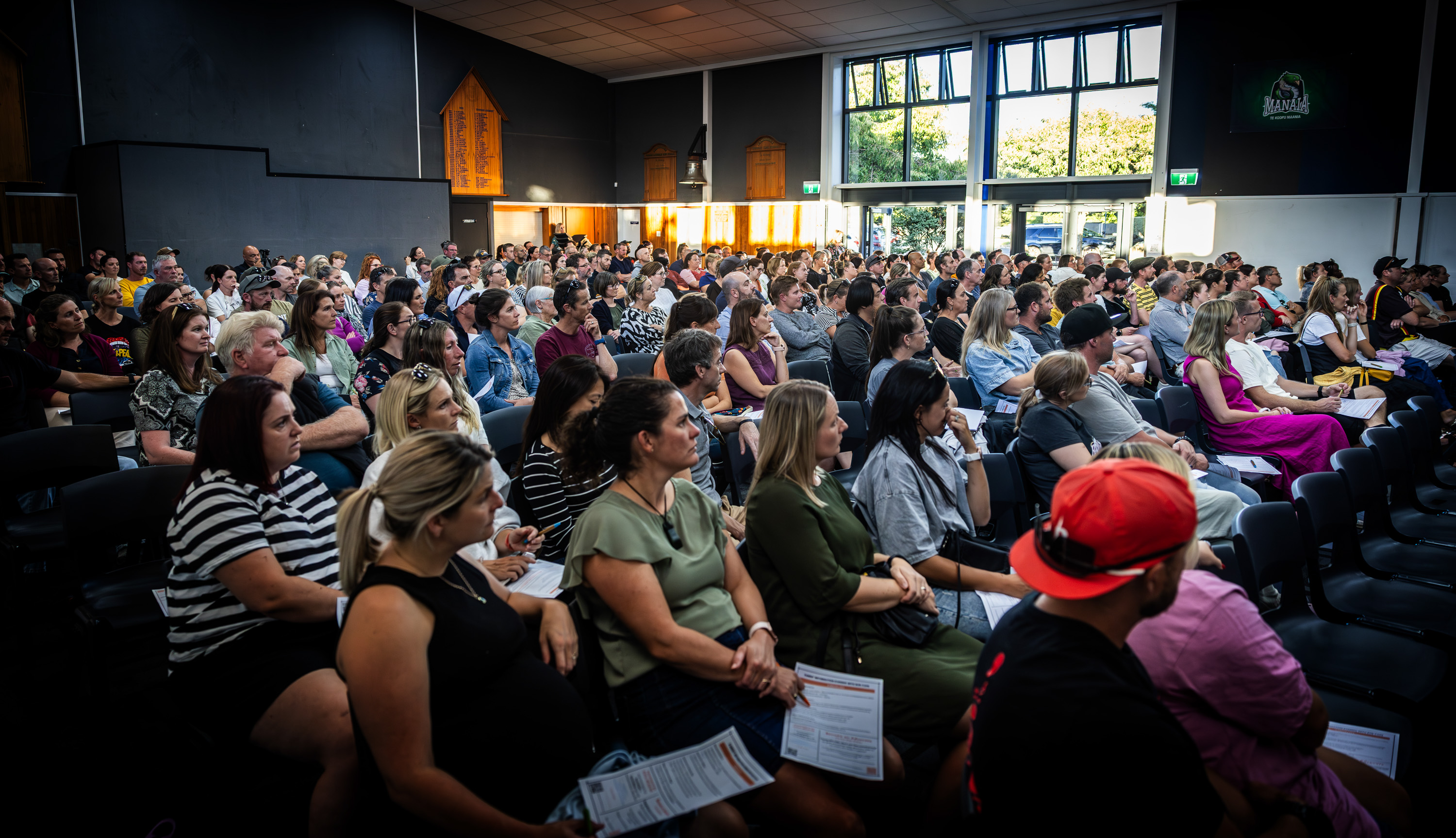 250 parents gathered in Cambridge to hear online safety educator Rob Cope talking about children and social media. Photo / Mike Scott