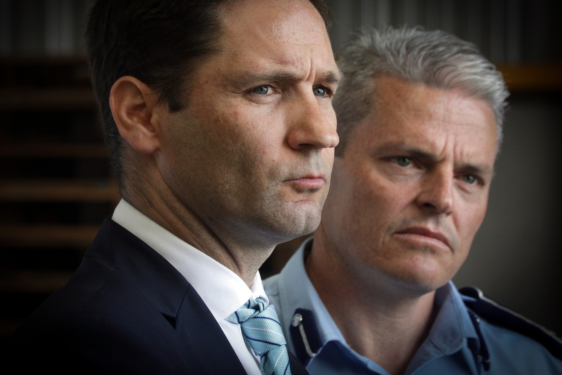 Customs' Jamie Bamford and Police Assistant Commissioner of Investigations Richard Chambers. Photo / Andrew Warner