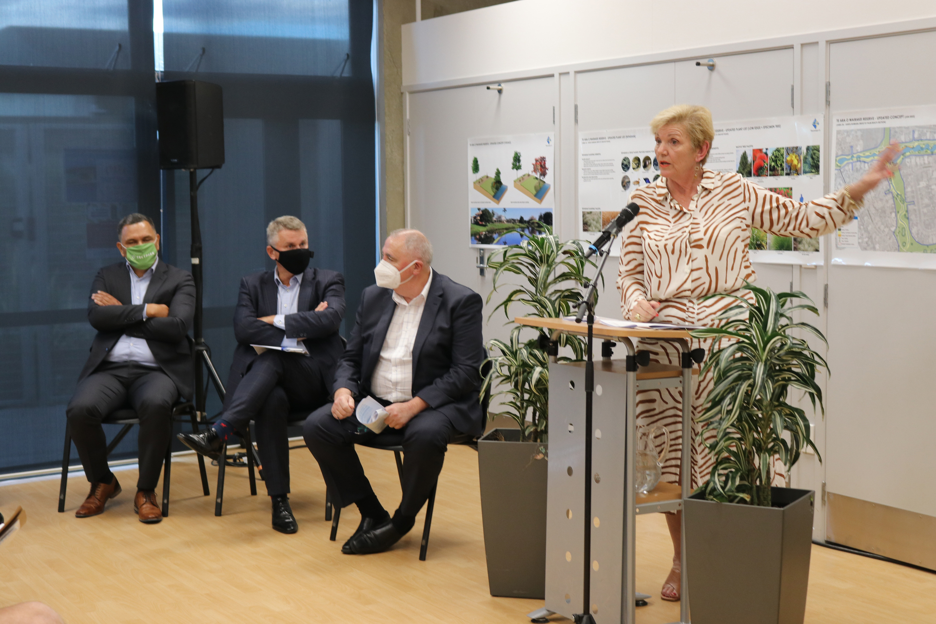 Tauranga City Council commissioners Shadrach Rolleston (from left), Bill Wasley, Stephen Selwood and chair Anne Tolley pictured at a community meeting in 2022. Photo / Talia Parker 