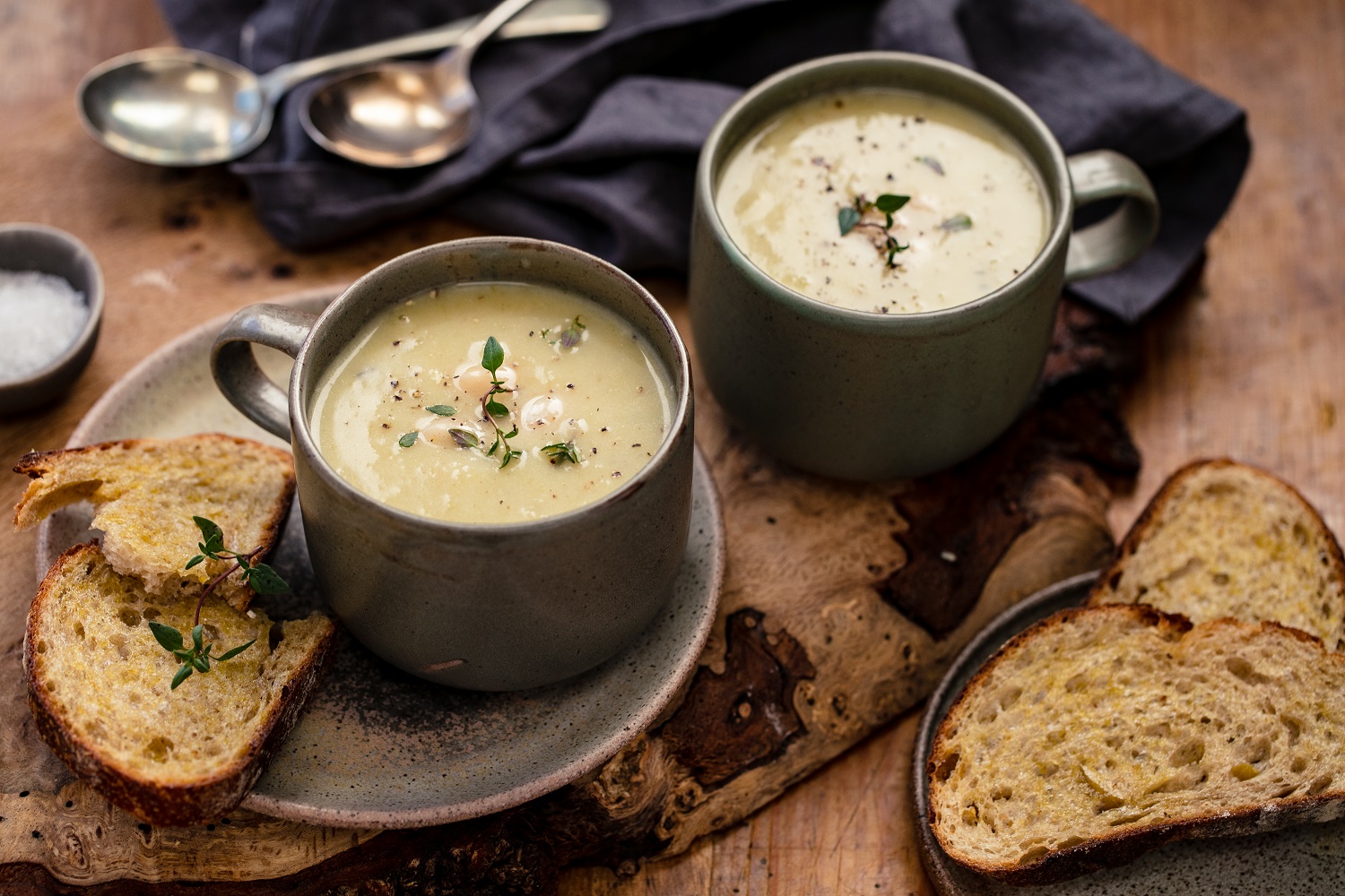 Serve this leek and potato soup alongside crusty bread with lashings of butter. Photo / Babiche Martens