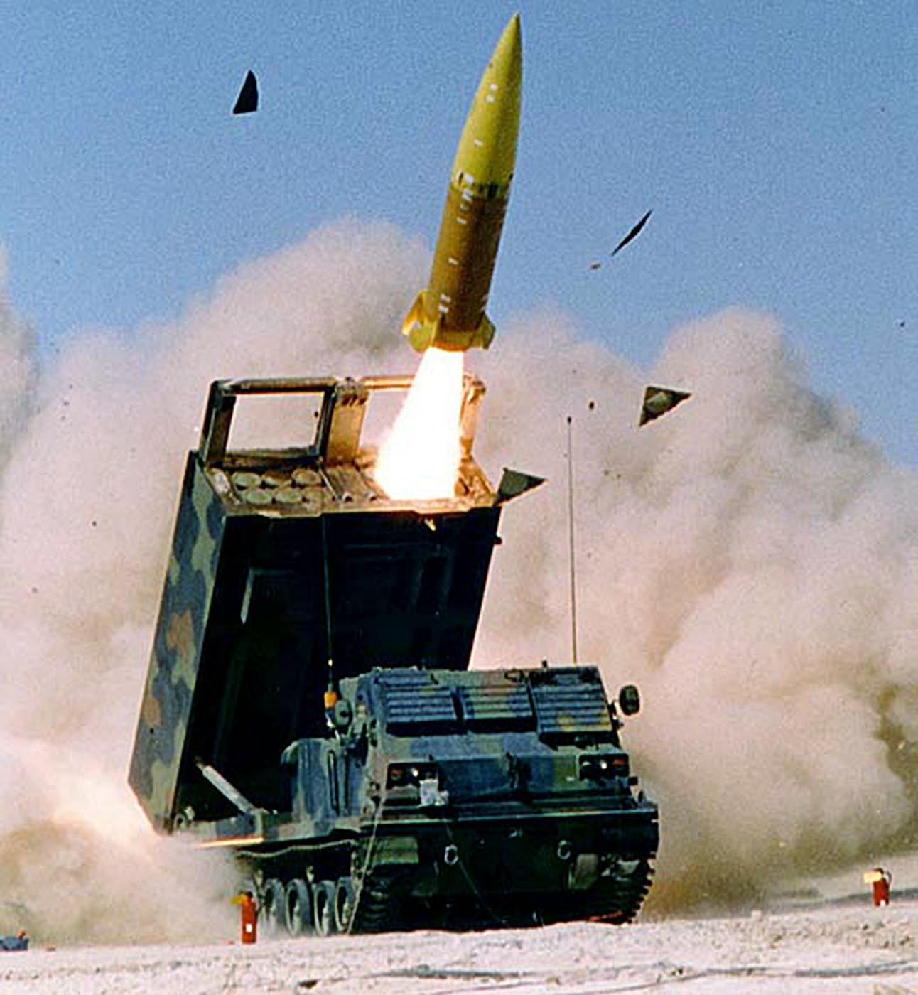 ATACMS – pronounced 'attack-ems' – is a supersonic guided missile system that can be fitted with either cluster munitions or conventional warheads, with a maximum range of about 300km. Photo / AFP