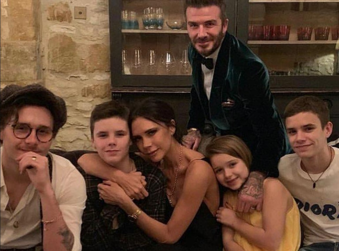 David and Victoria Beckham with their children. Photo / Instagram