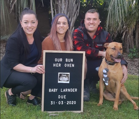 Stephanie and Matt Larnder with surrogate Janelle Freeman (centre). Photo / Supplied