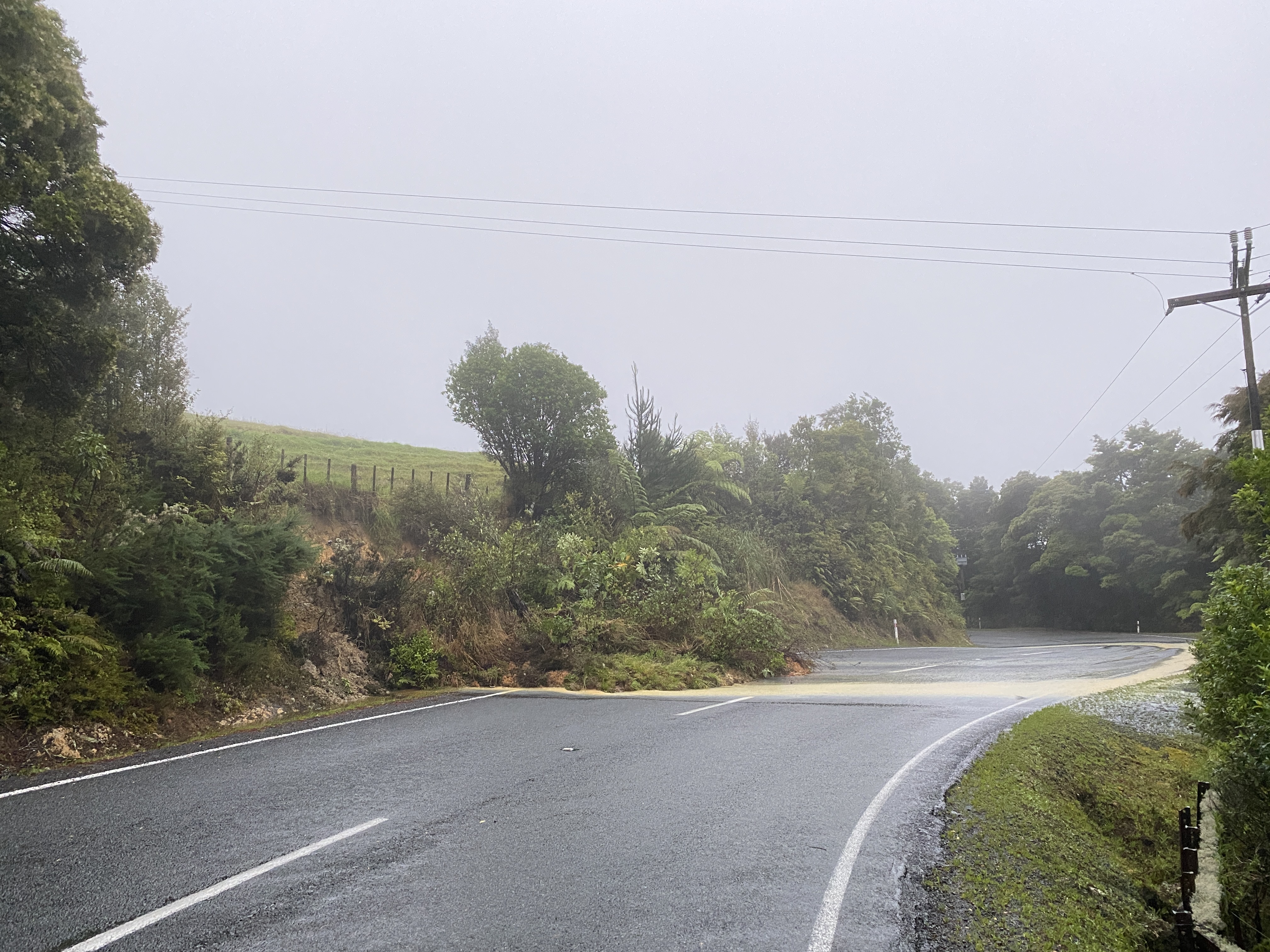 A slip on Russell Rd near Whakapara around 7.15 today. Photo / Denise Piper