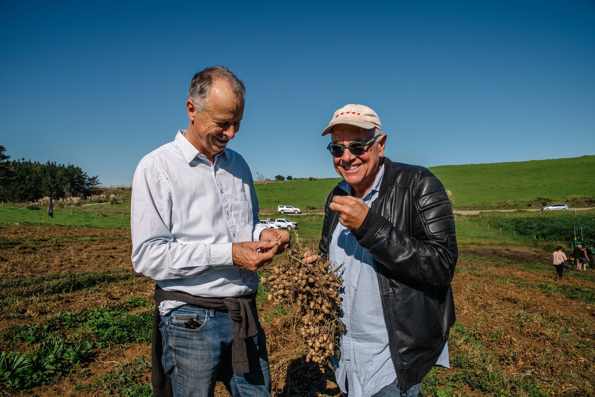 Pic's Peanut Butter CEO Stuart Macintosh with Pic's Peanut Butter founder Pic Picot in Northland. Photo / Supplied