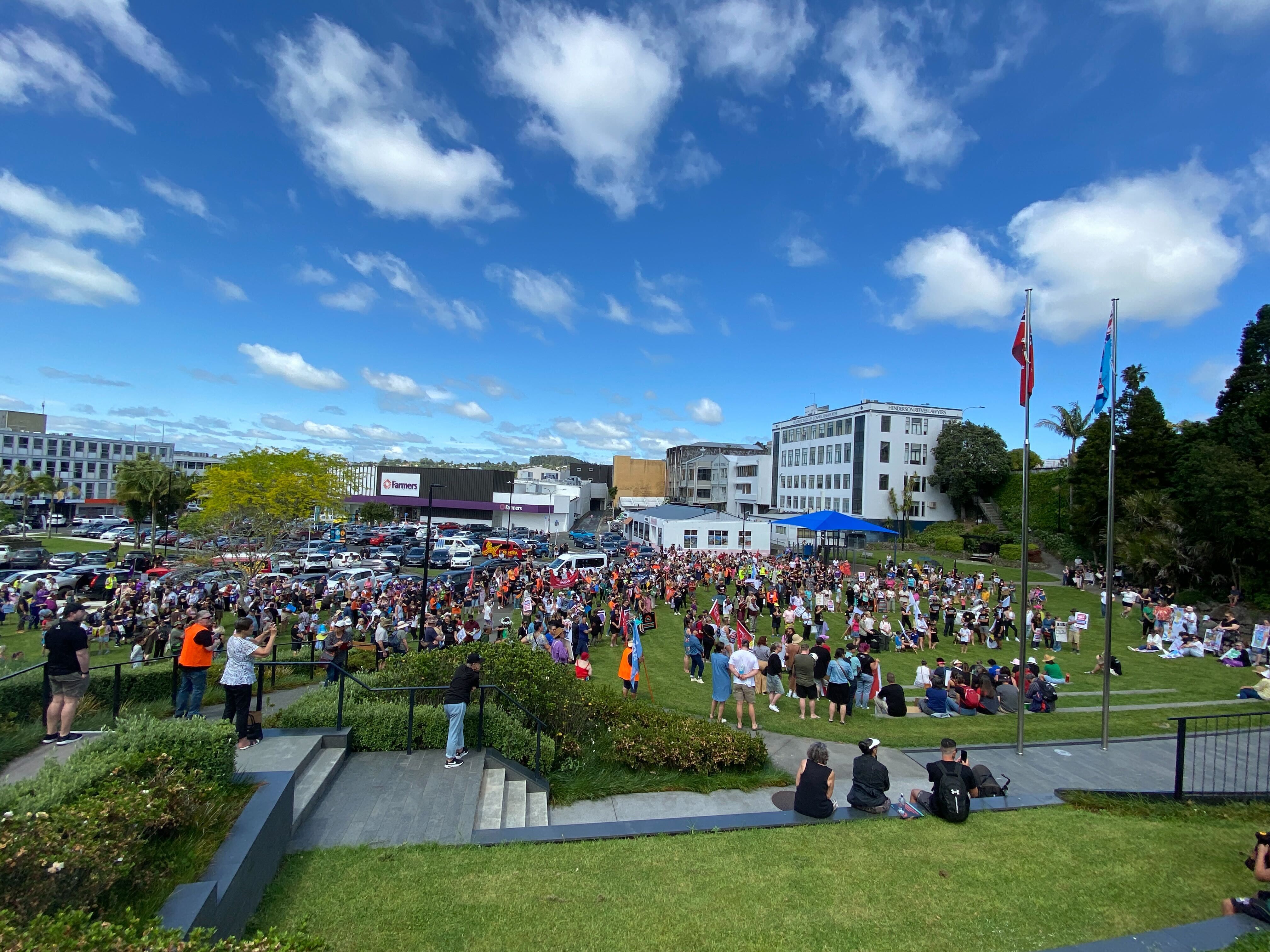 Thousands of people have gathered in Whangārei as part of the nationwide mega strike. Photo / Denise Piper