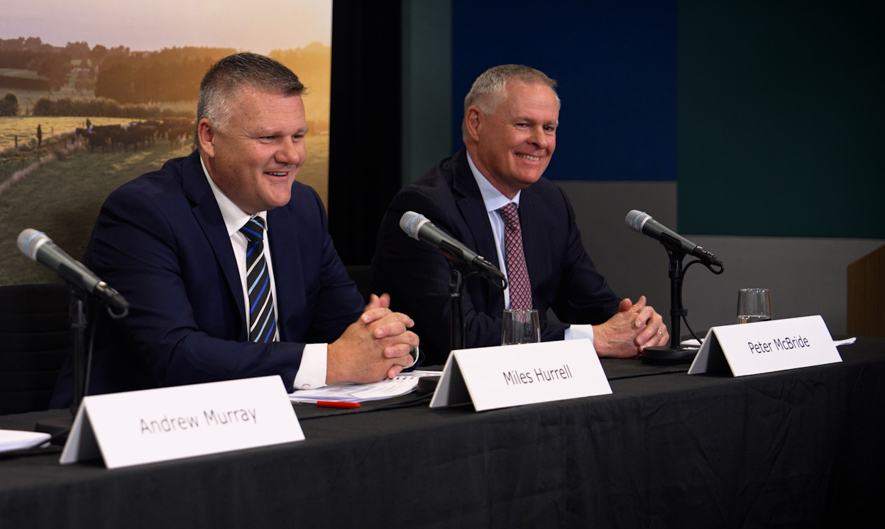 Fonterra chief executive Miles Hurrell (left) and chairman Peter McBride.