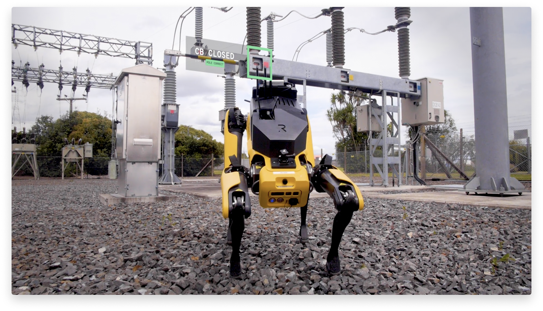 Another view of Spot in Huntly. Technologies tested by Rocos during the Transpower site test run included a LiDAR sensor for autonomous 3D mapping. Photo / Supplied