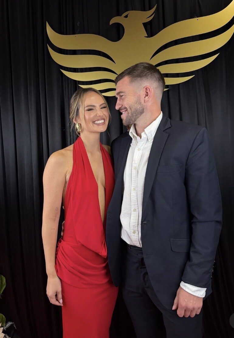 Michelle Peters and Tim Payne at a Wellington Phoenix dinner last month. Photo / @Michellepeterssm 