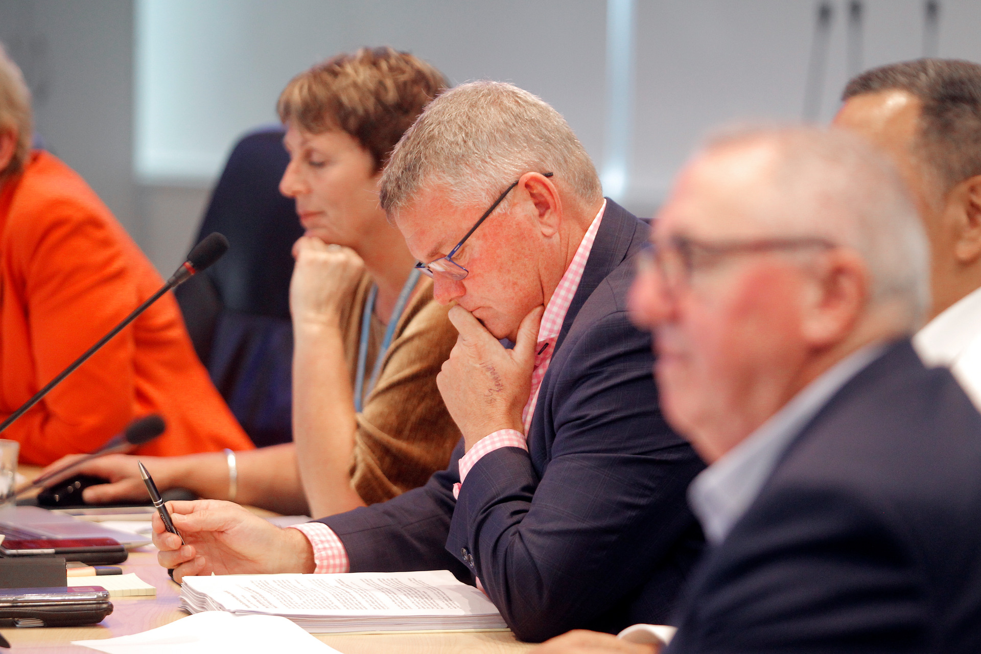 Tauranga City Council commissioners listen to public submissions today.  Photo / George Novak