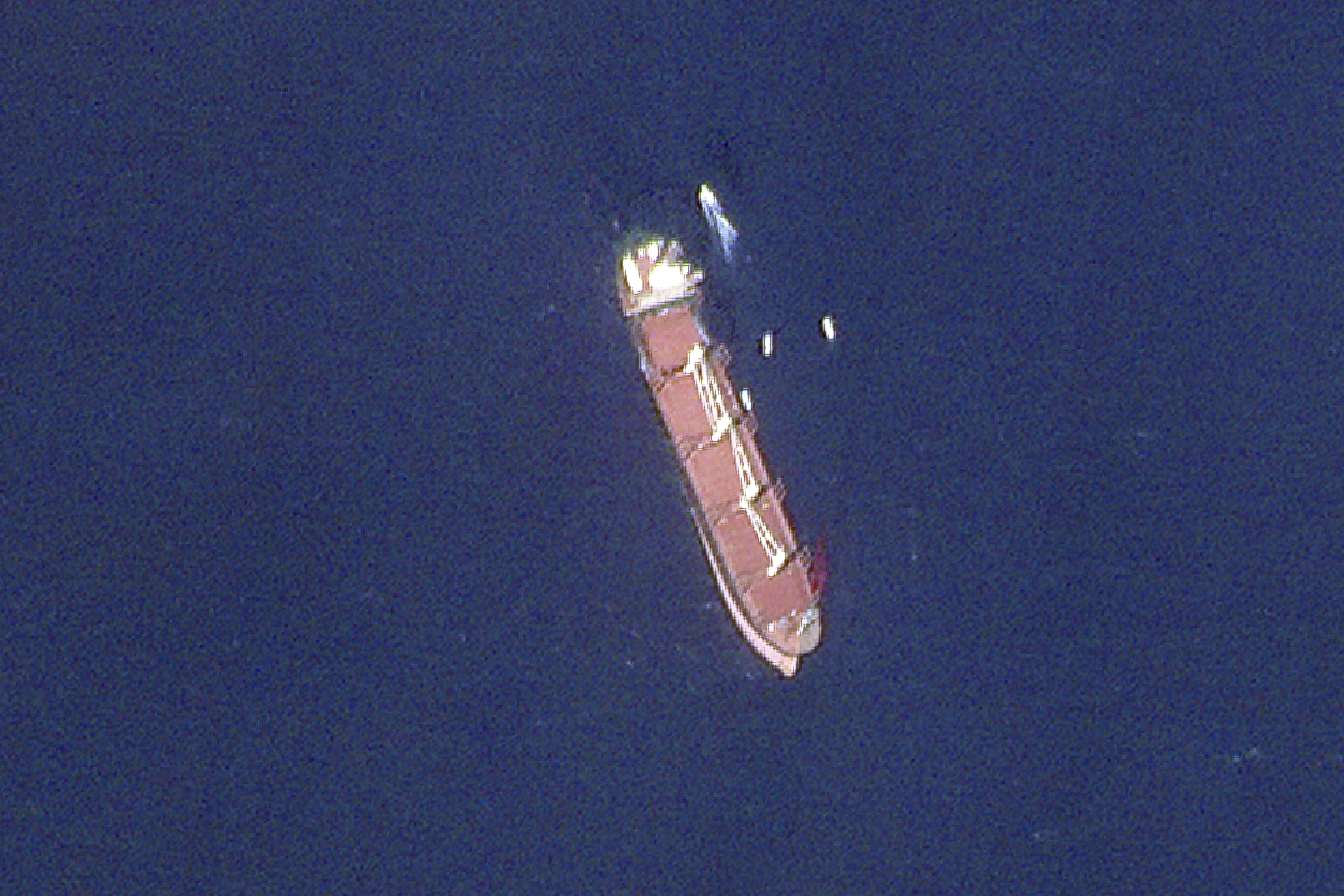 This satellite image taken by Planet Labs PBC shows the Belize-flagged ship Rubymar in the Red Sea on February 28. Photo / AP