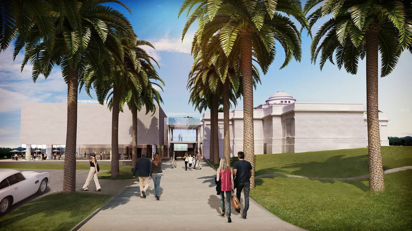 The original artist's impression from 2017 with the new wing of the gallery in white stone. Picture / Supplied