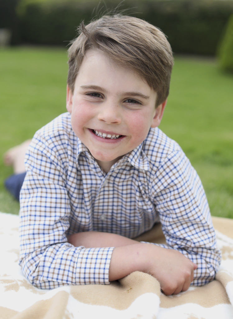 Undated photo issued on April 23 by Kensington Palace to mark Prince Louis' 6th birthday. The photo was taken by his mother Kate, Princess of Wales, in Windsor. Photo / AP