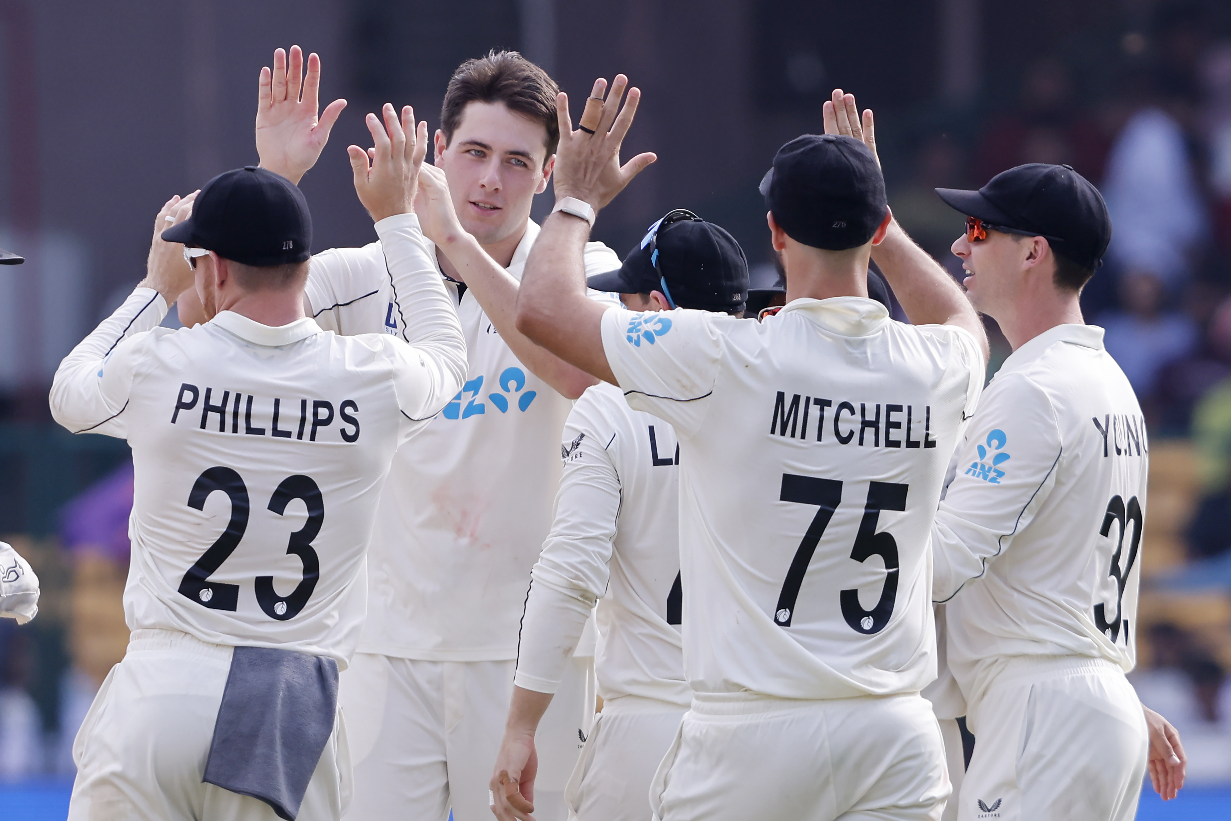 Will O'Rourke celebrates the wicket of KL Rahul. Photo / Photosport