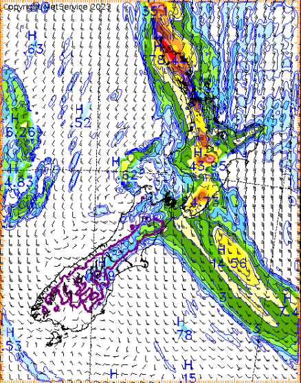 Rain is set to smash the North Island on Sunday morning. Image / MetService