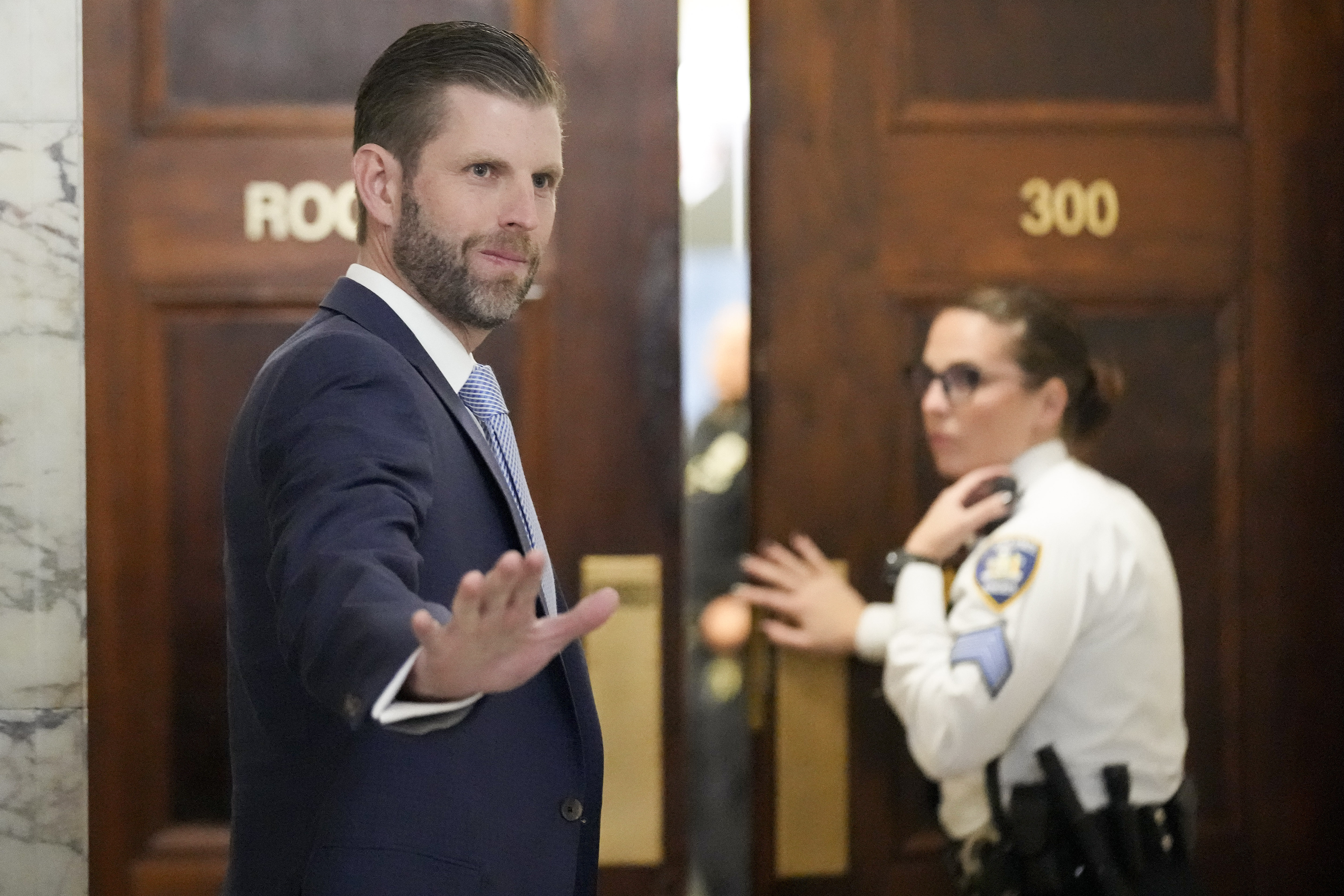 Eric Trump arrives at New York Supreme Court to give evidence. Photo / AP