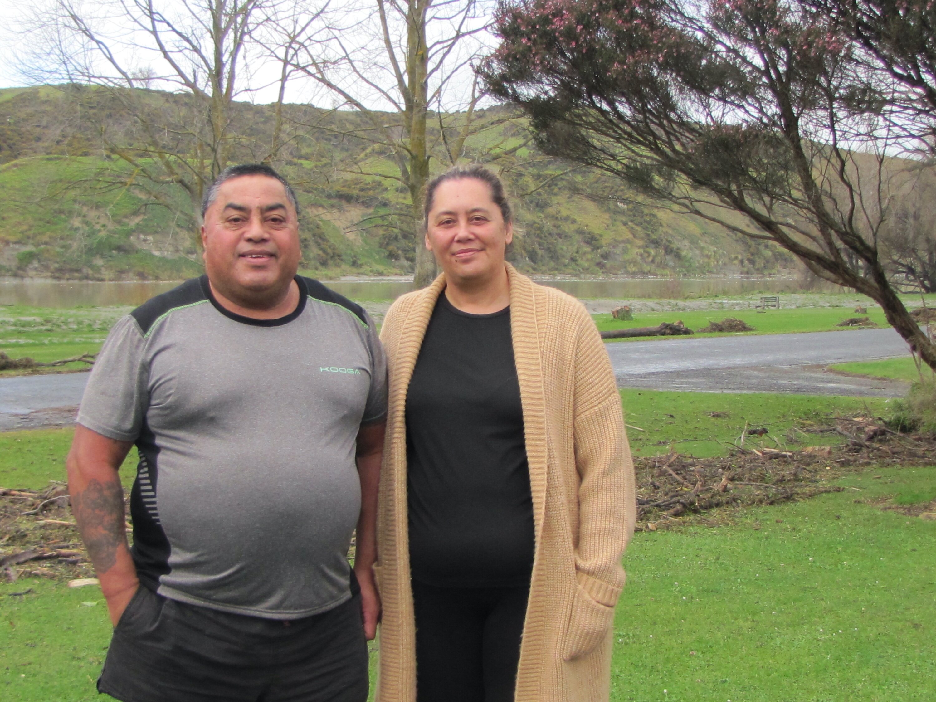Gail and Robert Campbell live at Kopu Road towards Spooners Point and wish there were solutions to prevent events like Wairoa saw on Wednesday. Photo / Ann Revington
