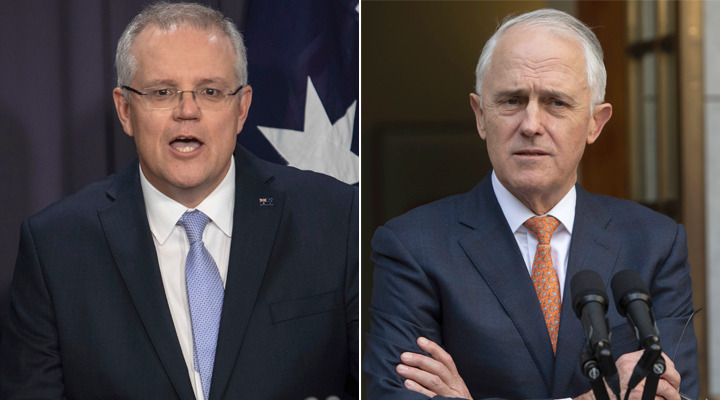 Malcolm Turnbull has essentially called Prime Minister Scott Morrison a liar as the pair engage in an unseemly public spat. Photos / AP