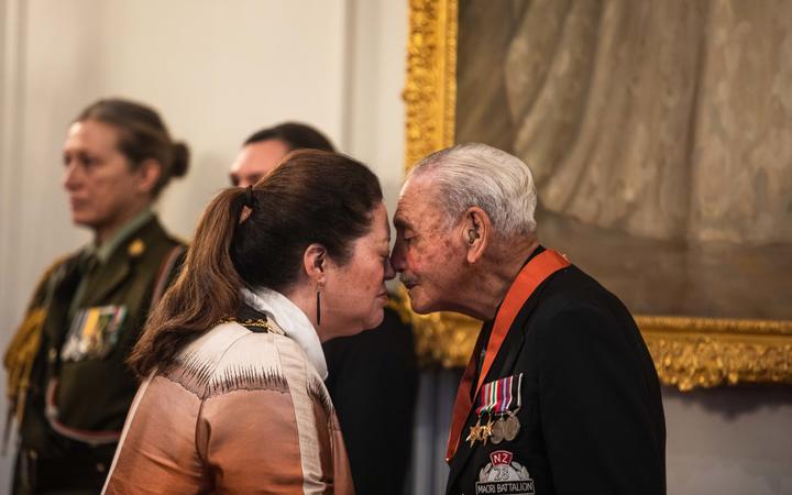 Sir Robert Gillies with Governor-General Dame Cindy Kiro. Photo / RNZ