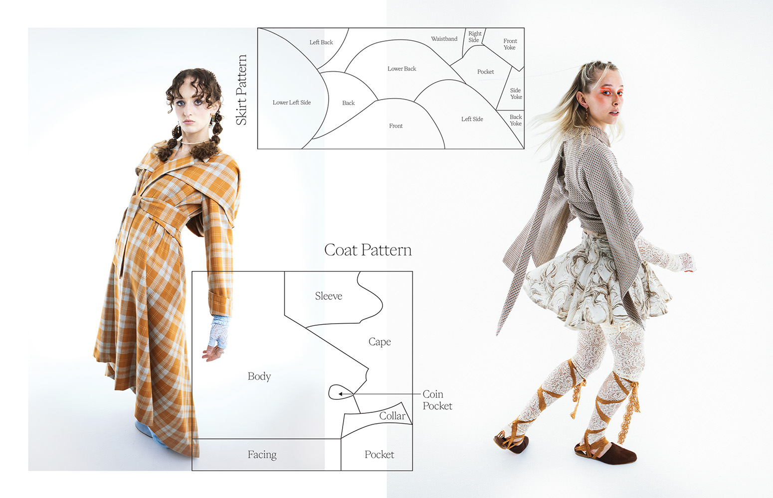El Reilly's patterns cut out waste with clever shapes that add up to large rectangles of fabric.