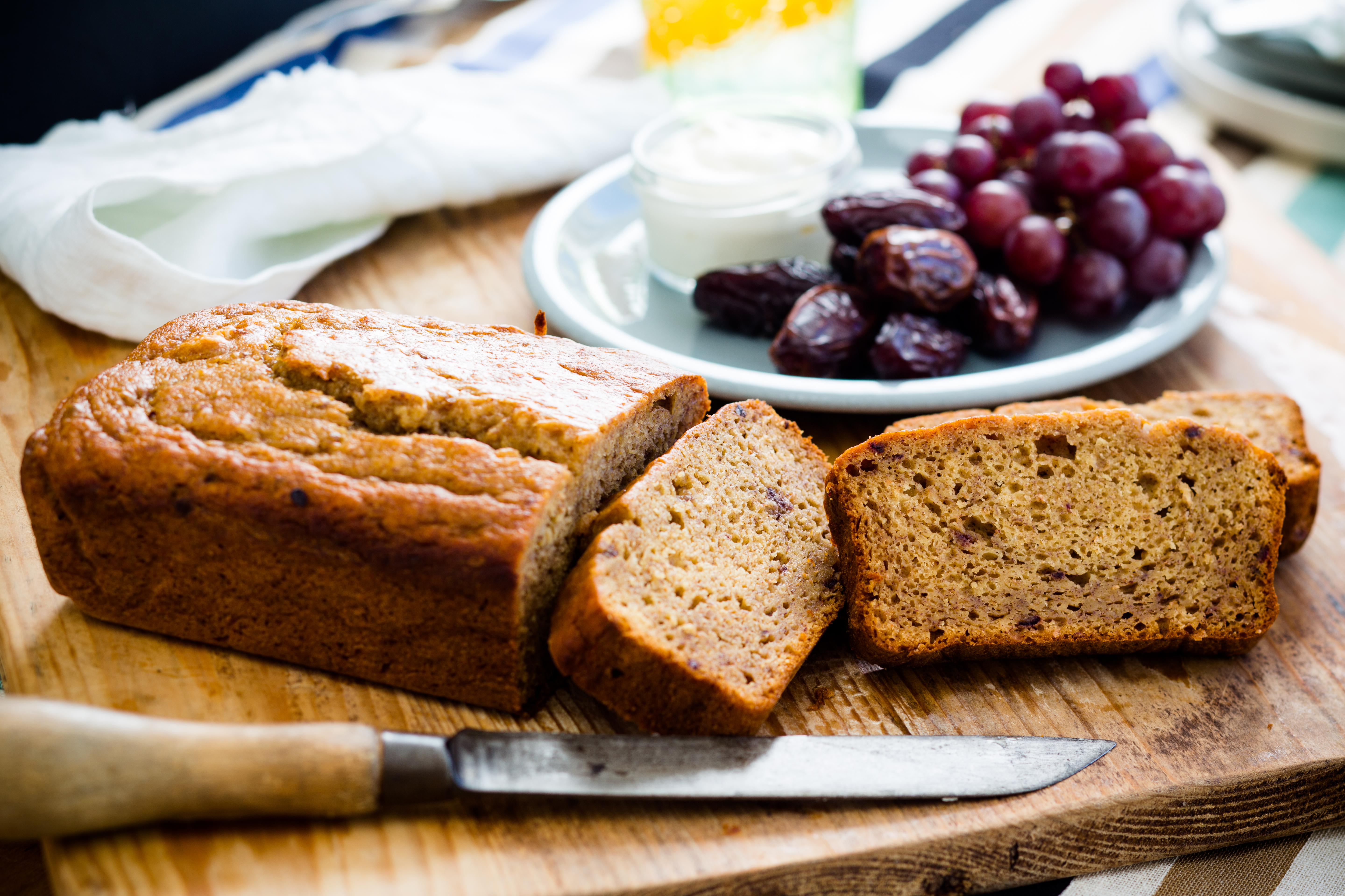 A lovely loaf, like this sugarless banana version, travels well for a picnic. Photo / Babiche Martens