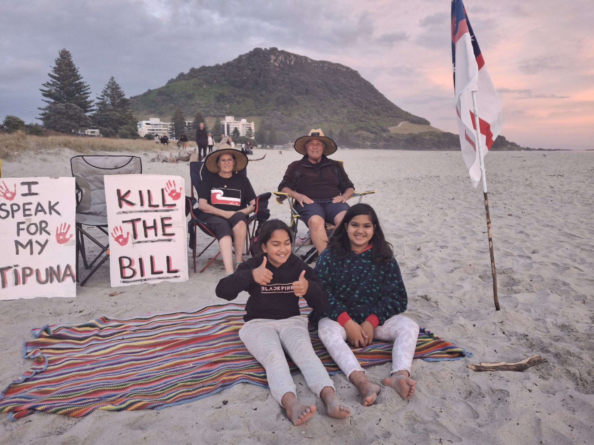 Pip Brook and Tracy Colton with Aruna and Mana Hape.