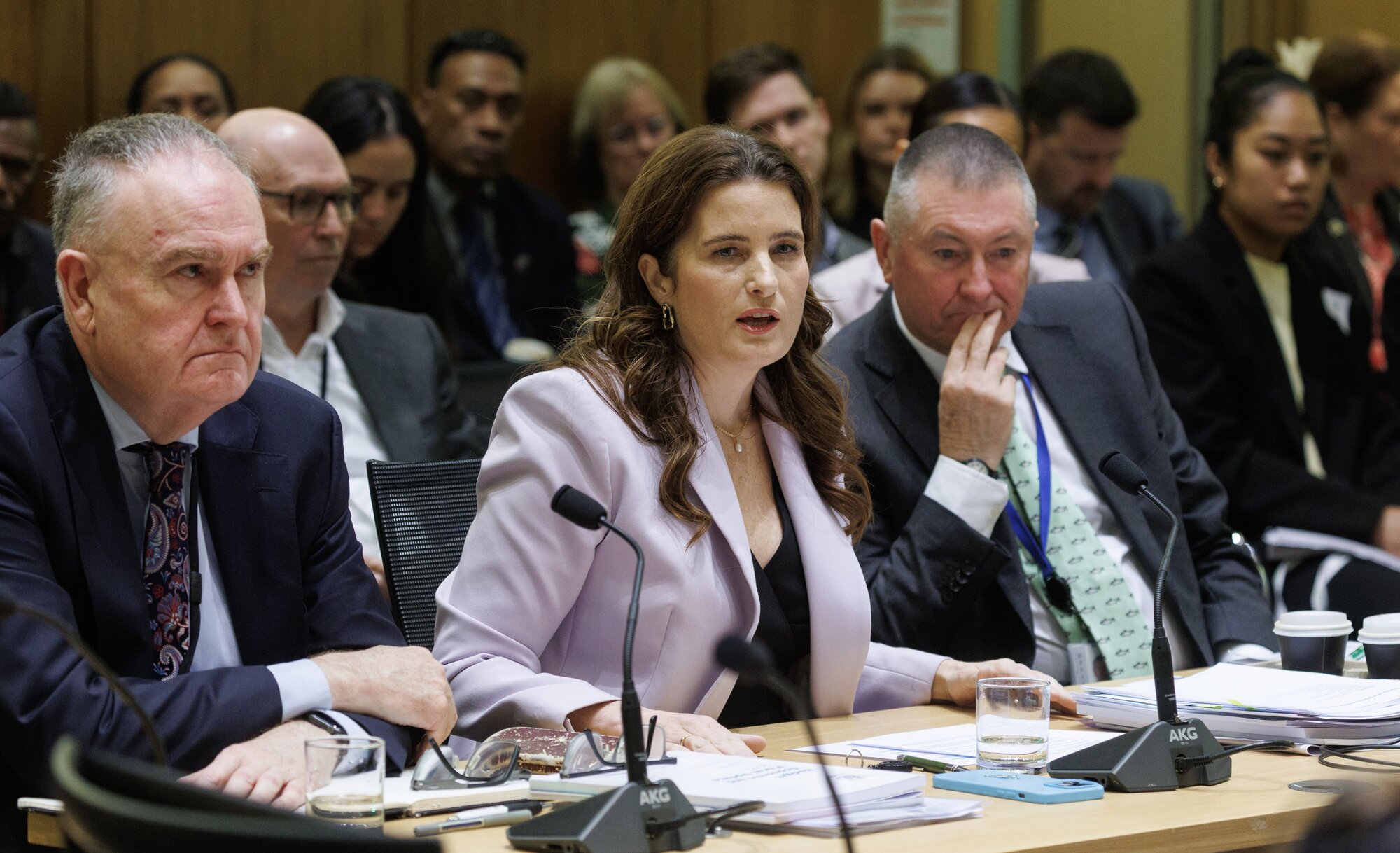 Treasury chief strategist Struan Little (right) and Treasury secretary Iain Rennie (left) have issued a warning to Finance Minister Nicola Willis and future governments about the state of the books. Photo / Mark Mitchell