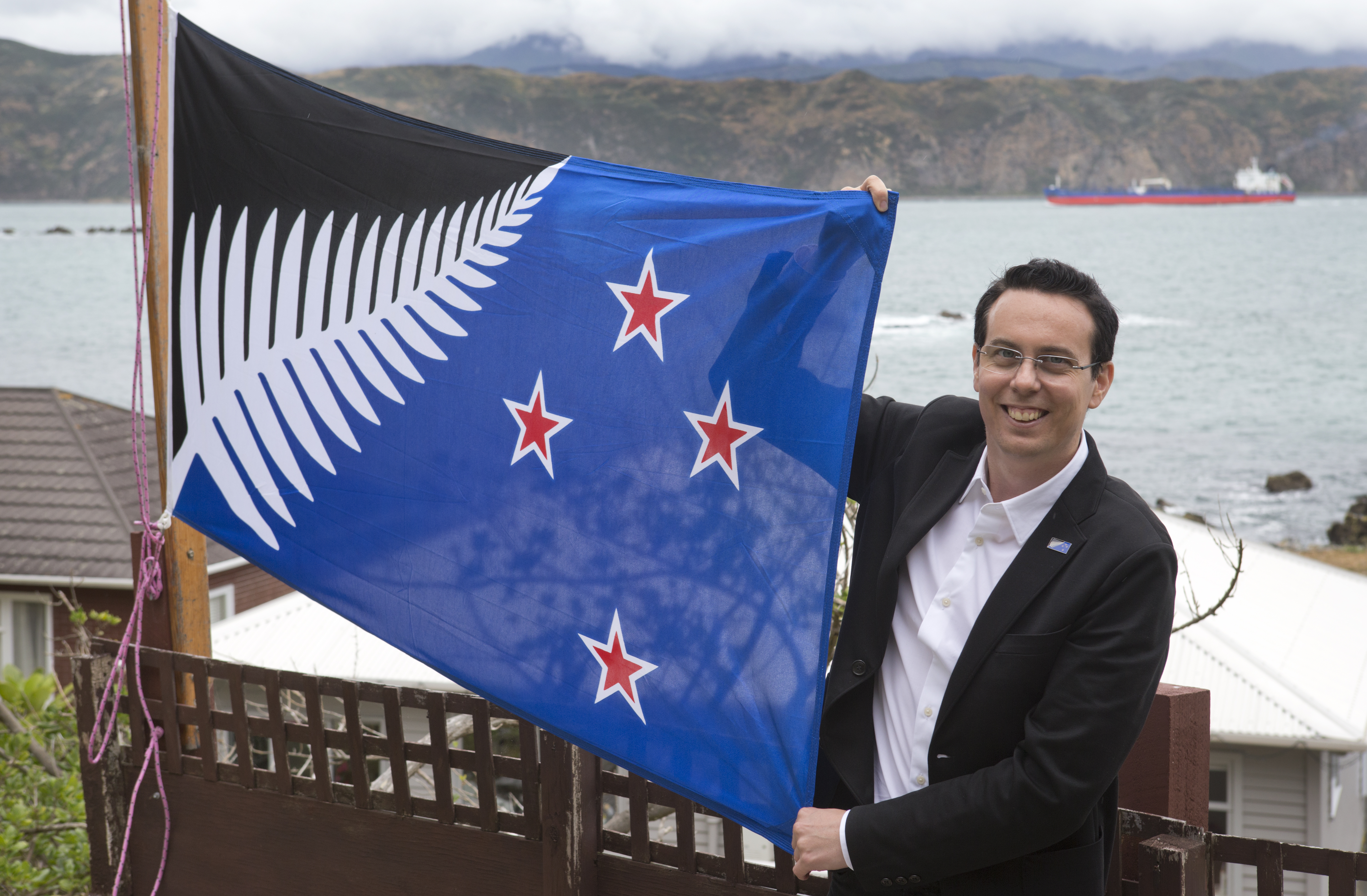 The silver fern flag, designed by Melbourne-based New Zealander Kyle Lockwood. Photo / Mark Mitchell