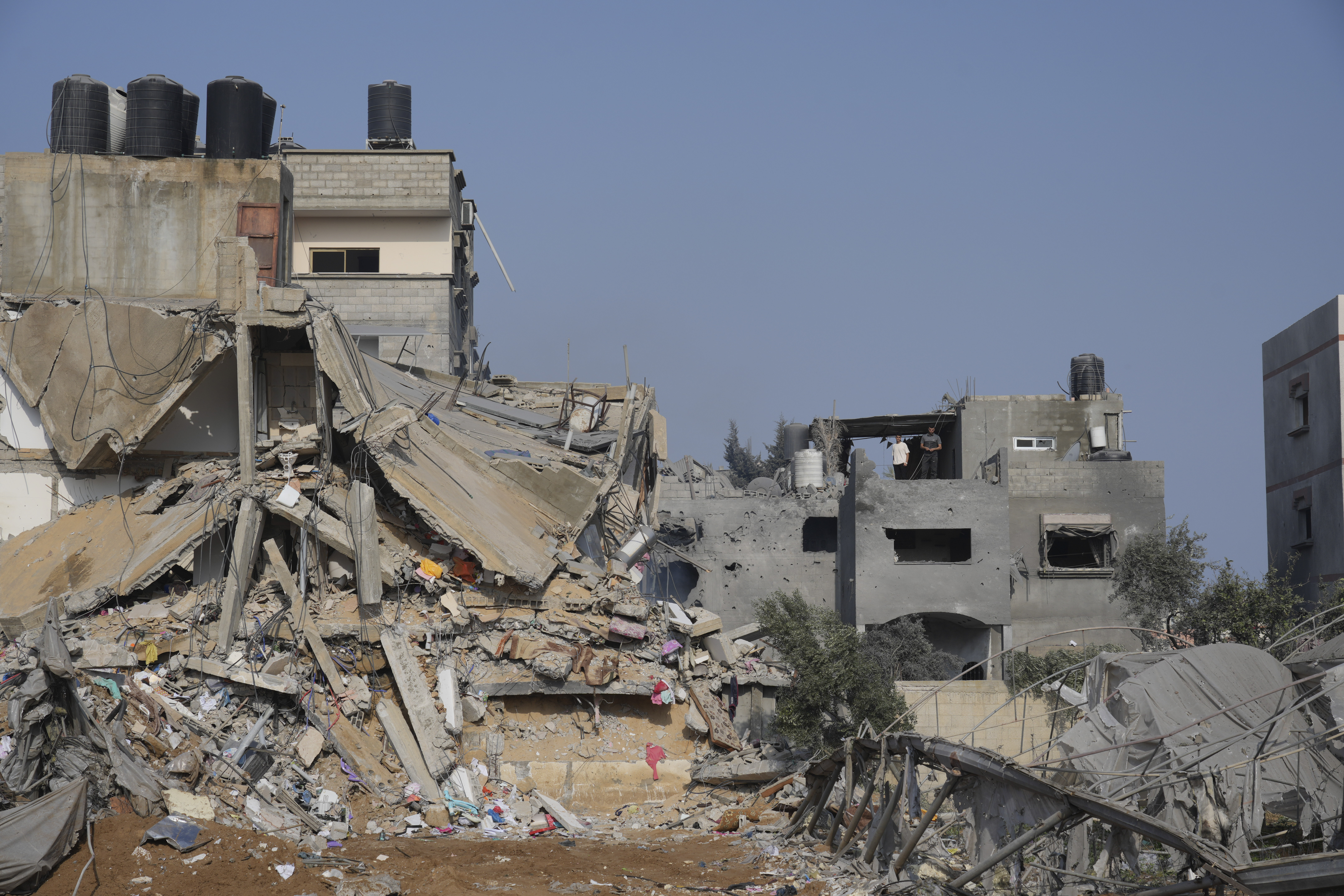A building destroyed in an Israeli airstrike on the Gaza Strip is seen in Deir Al-Balah. Photo / AP