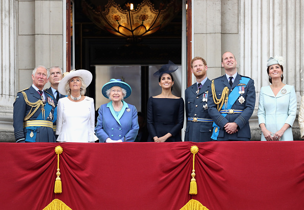 Prince Charles, Prince Andrew, Duchess Camilla, the Queen, Meghan, Harry, William and Kate. Photo / Getty Images