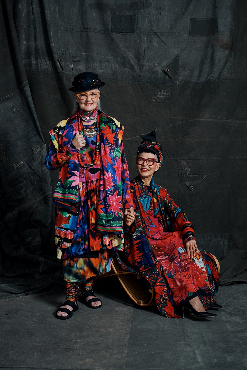 Australian designers Linda Jackson and Jenny Kee. Photo / Supplied