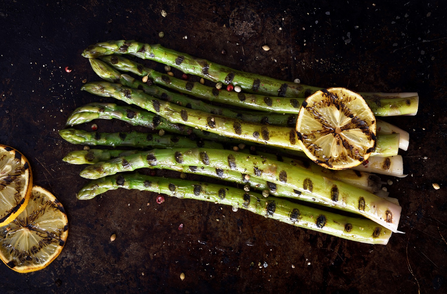 Grilled oiled asparagus dressed with salt and pepper and a squeeze of lemon is a simple pleasure.