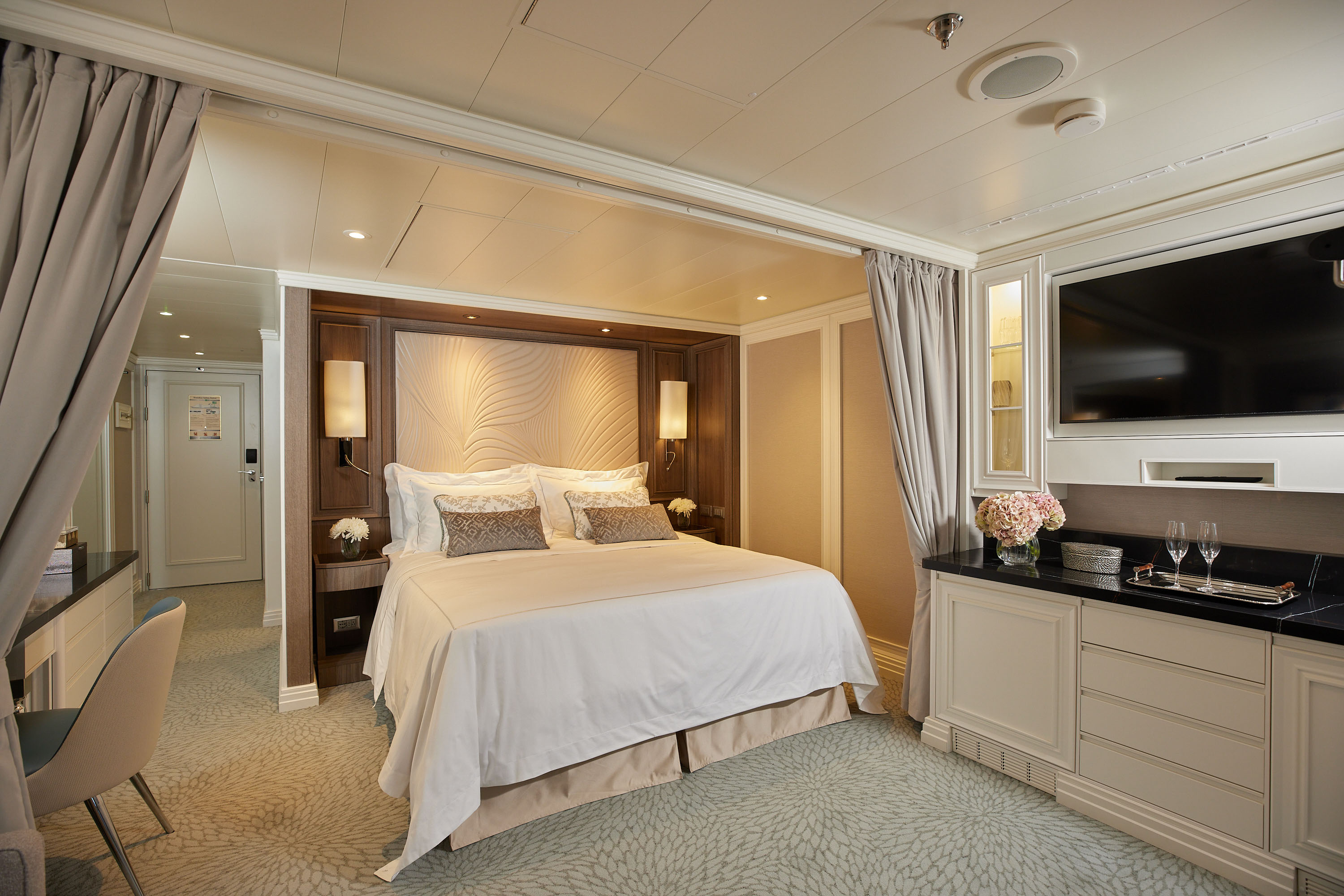The Superior Suite, which has a sitting area and a spacious private balcony.