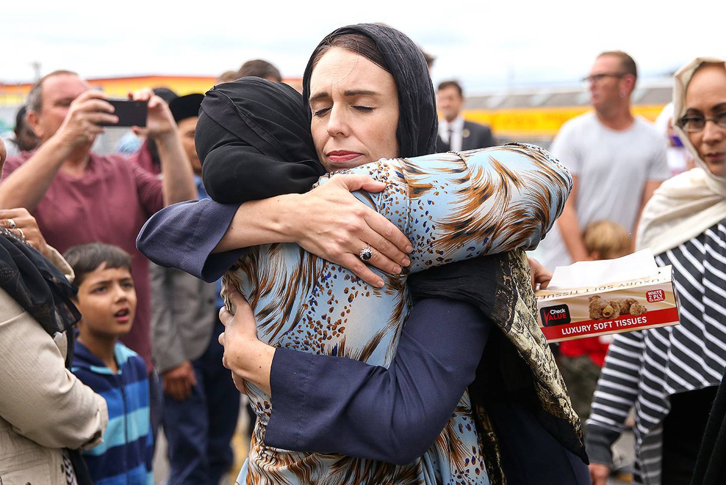 This photo of Jacinda Ardern went around the world after the mosque attacks. Photo / Getty Images