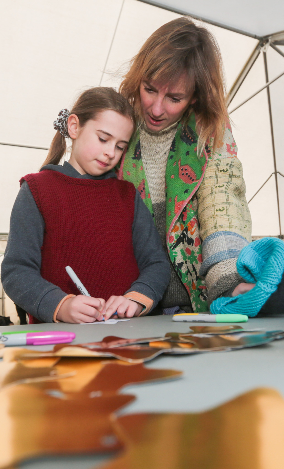 Mum Hana Ruth and nine-year-old daughter Luka Crellin-Ruth taking in some education at a Matariki workshop. Photo / Paul Taylor